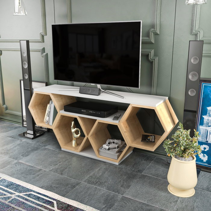 Hanah Home Soporte para TV Blanco y Sonomo Hanah Home Soporte para TV Blanco y Sonomo